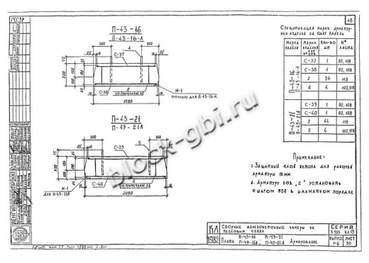 Плита перекрытия камеры футерованная П 43-21-а-фут