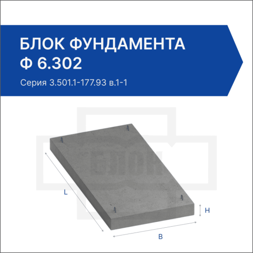 Блок фундамента Ф 6.302